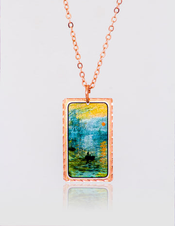 Claude Monet Impression, Sunrise Rectangle Kolye