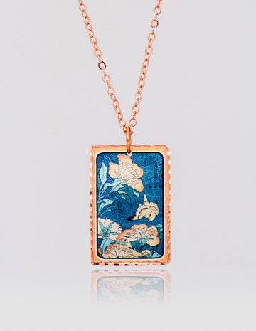 Hokusai Peonies and Canary Kolye