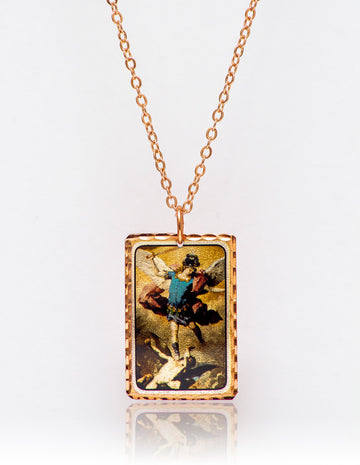 The Fall of the Rebel Angels Tablo Rectangle Tasarım Kolye