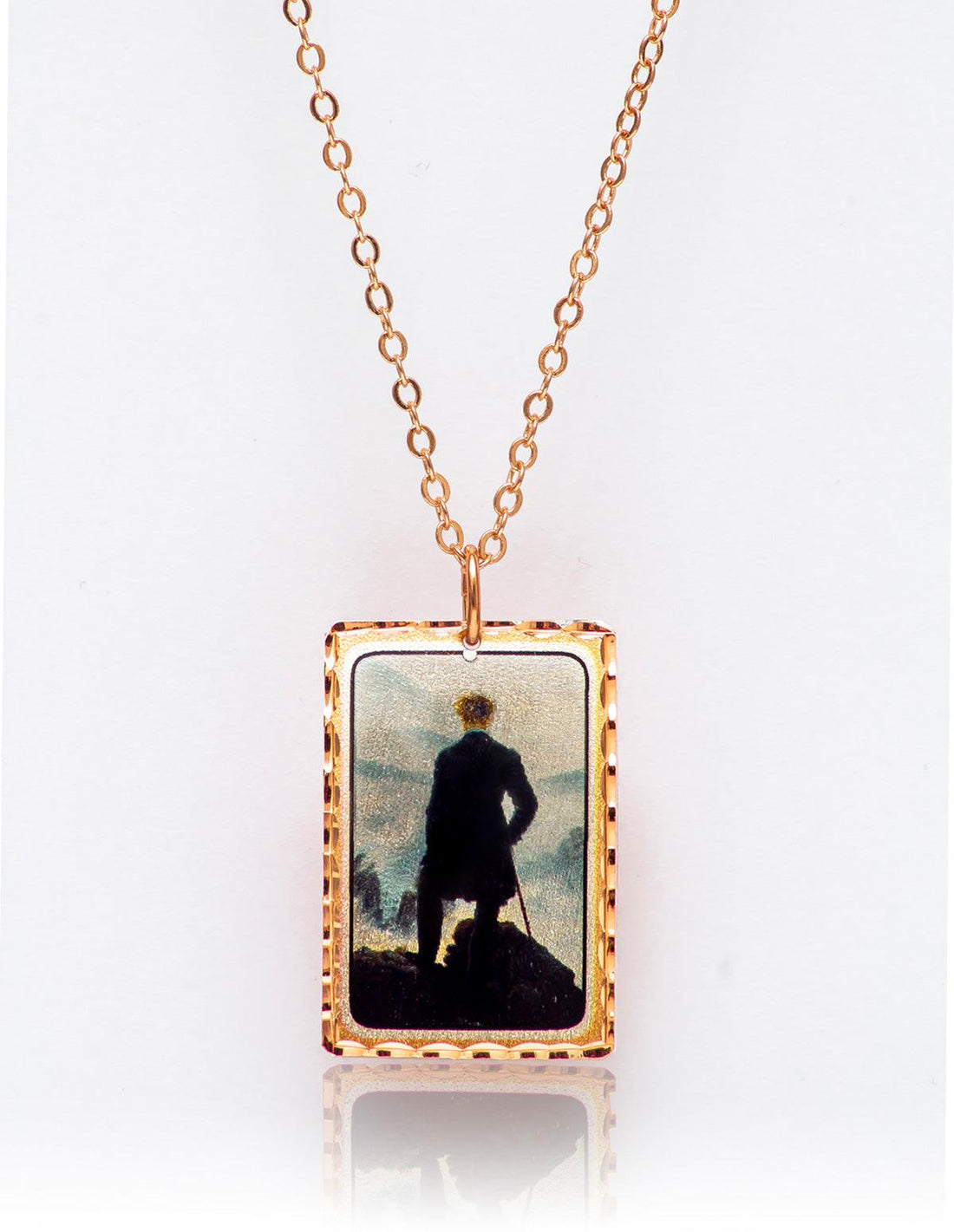 Caspar David Friedrich Bulutların Üzerinde Yolculuk Tablo Rectangle Tasarım Kolye - artucky.com