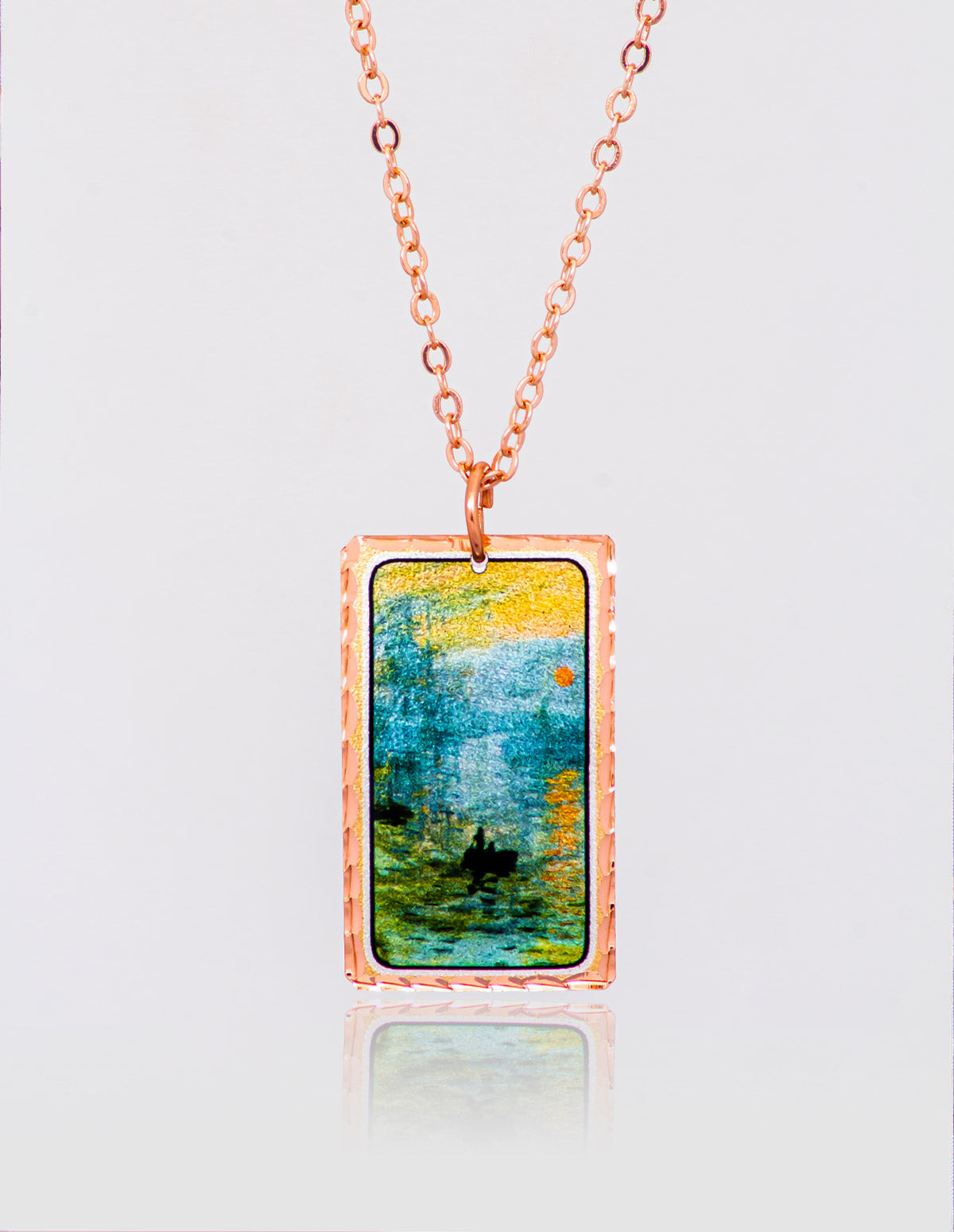 Claude Monet Impression, Sunrise Rectangle Kolye