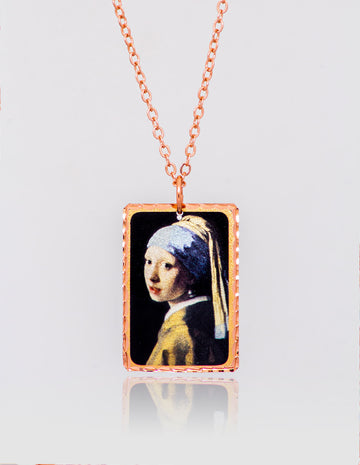 Johannes Vermeer Girl with a Pearl Earring Rectangle Kolye