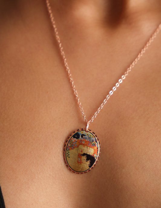 Gustav Klimt Mother and Child Tablo Tasarım Kolye