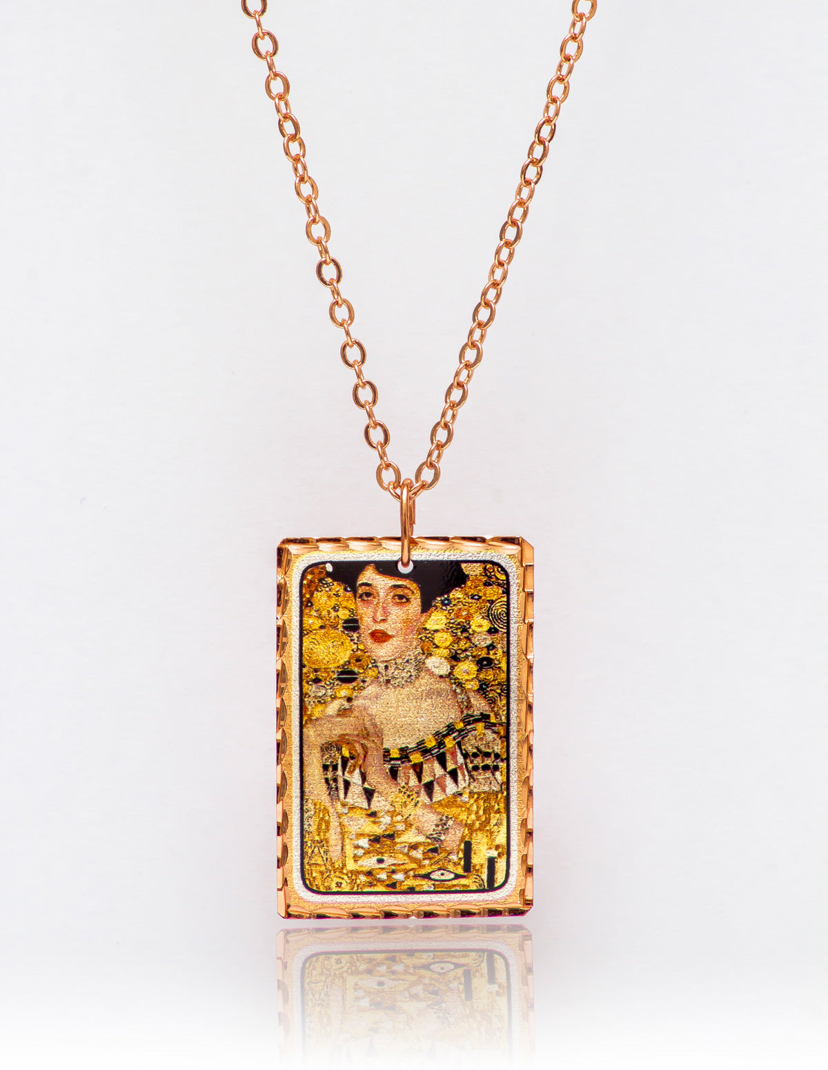 Gustav Klimt Adele Bloch Tablo Rectangle Tasarım Kolye
