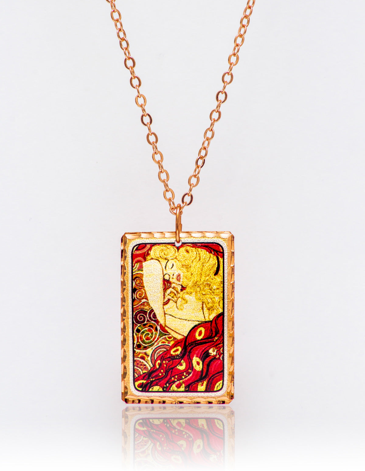 Gustav Klimt Danae Tablo Rectangle Tasarım Kolye