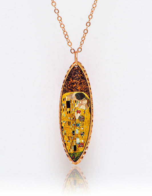 Gustav Klimt The Kiss Öpücük Tablo Line Tasarım Kolye