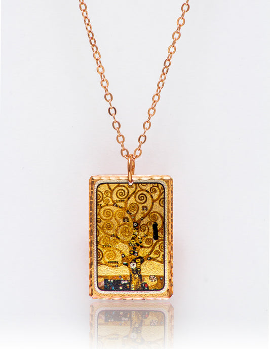 Gustav Klimt Hayat Ağacı, Stoclet Frizi Tablo Rectangle Tasarım Kolye