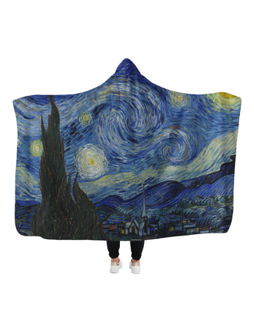 Van Gogh Starry Night Kapşonlu Battaniye