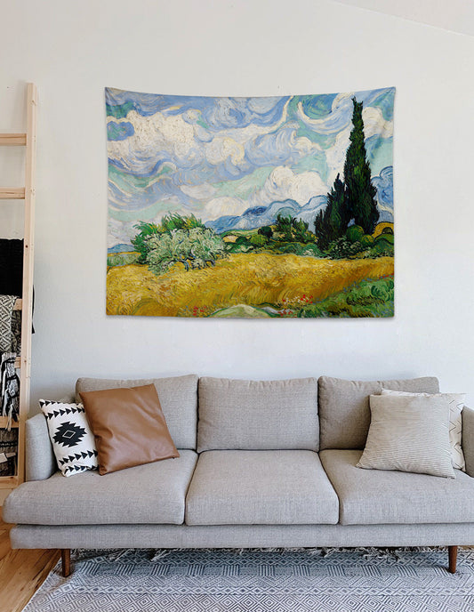 Wheatfield with Cypresses Duvar Örtüsü