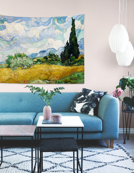 Wheatfield with Cypresses Duvar Örtüsü